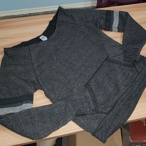 Off-Shoulder Charcoal Pullover Sweatshirt